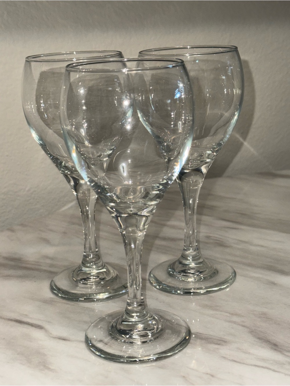 Libbey teardrop clear wine multi purpose goblet set of 3 height 7”